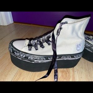 White limited Miley Cyrus x Converse colab platform high tops! Never worn. NWOT